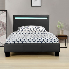 Čalouněná postel Verona s LED osvětlením 90 x 200 cm | černá č.2