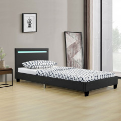 Čalouněná postel Verona s LED osvětlením 90 x 200 cm | černá č.1