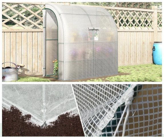 Zahradní fóliovník s dvěma dveřmi 200 x 100 x 215 cm | bílý č.9