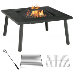 Zahradní stůl s ohništěm 3v1 | 81 x 81 x 53 cm č.1
