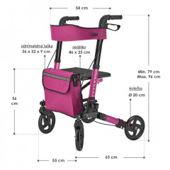 Čtyřkolové fialové chodítko pro seniory Rollator č.2