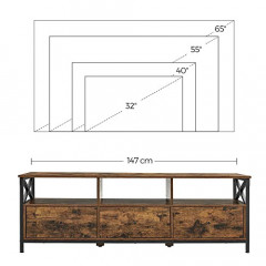 Rustikální TV stolek 40 x 147 x 50 cm| černohnědý č.3