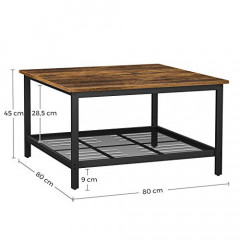 Konferenční stolek čtvercový | rustikální hnědá a černá č.2