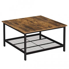 Konferenční stolek čtvercový | rustikální hnědá a černá č.1