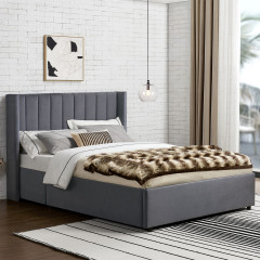 Čalouněná postel Savona 140x 200 cm s úložným prostorem | tmavě šedá