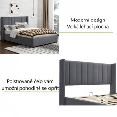 Čalouněná postel Savona 140x 200 cm s úložným prostorem | tmavě šedá č.3