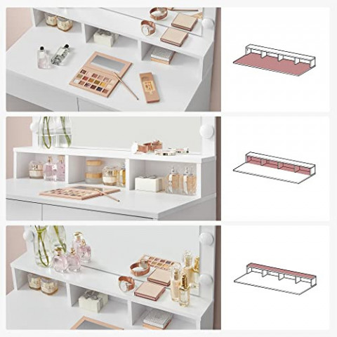 Toaletní stolek s 9 LED žárovkami | bílý č.7