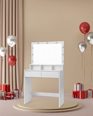 Toaletní stolek s 9 LED žárovkami | bílý č.8