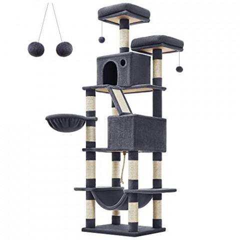 Škrabadlo pro kočky 60 x 50 x 206 cm | kouřově šedé č.2