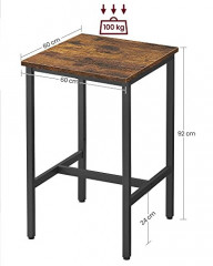 Čtvercový vysoký barový stůl | hnědý č.3