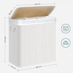 Koš na prádlo se 3 sekcemi 150 l | bílý č.3