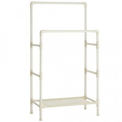 Kovový věšák se 2 tyčemi na oblečení a 1 policí | bílý č.2