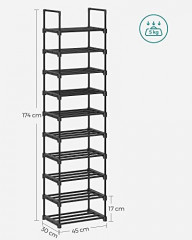 10patrový kovový stojan na boty černý | 30 x 45 x 174 cm č.3