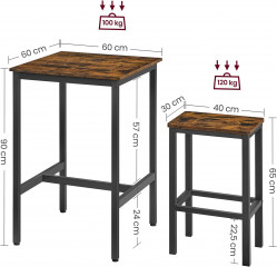 Stůl se sadou barových stoliček | hnědá a černá č.3