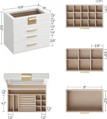 Šperkovnice 4-patrová | bílá a zlatá č.3