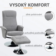 Otočné TV křeslo s podnožkou | šedé č.3