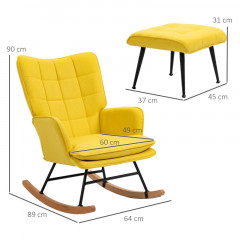 Relaxační houpací křeslo s podnožkou | béžovo-žluté č.2