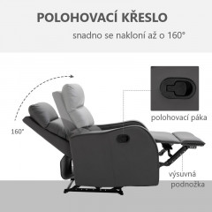 Relaxační televizní křeslo Mia | tmavě šedé č.3