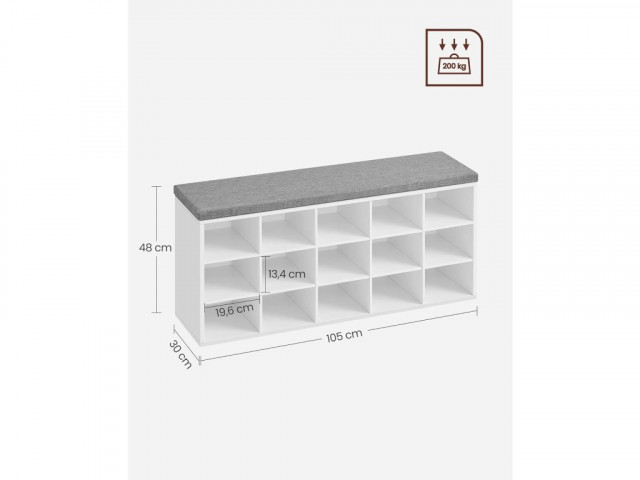 Botník s lavicí 30 x 105 x 48cm | bílý č.5