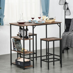 Barový stůl se stoličkami | hnědá+ černá č.1