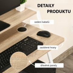 Kancelářský PC stůl 84 x 45 x 85 cm | bílý + dub č.3