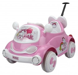 Dětské elektrické auto s vodící tyčí, růžové č.1