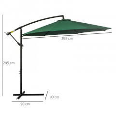 Zahradní slunečník s boční nohou a klikou Ø2,95 m | zelený č.3