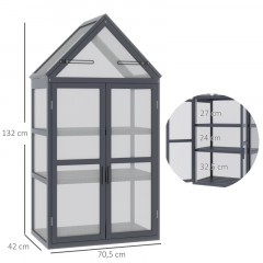 Zahradní skleník s pantovou střechou 70,5 x 42 x 132 cm | šedý č.3