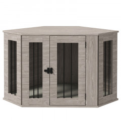 Rohová dřevěná bouda pro psa | hnědá + černá č.2