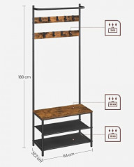 Úzký věšák na kabáty s lavicí na odkládání bot | hnědá a černá č.2