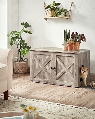 Kočičí skříňka s dvířky na stelivo | béžová