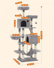 Škrabadlo pro kočky 55 x 45 x 168 cm | šedé č.2