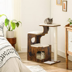 Kočičí strom 66 x 40 x 86 cm | rustikální hnědá a bílá č.2