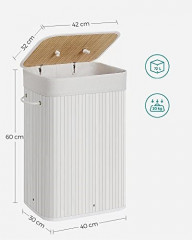 Bambusový koš na prádlo 72 l | bílý č.2