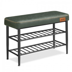 Úložná lavice z umělé kůže 30 x 80 x 50 cm | tmavě zelená č.2