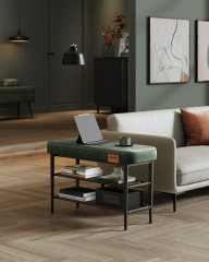 Úložná lavice z umělé kůže 30 x 80 x 50 cm | tmavě zelená č.1