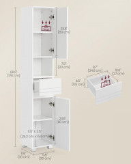 Úložná vysoká koupelnová skříňka 30 x 30 x 170 cm | bílá č.2