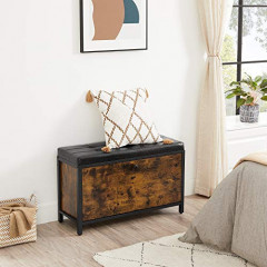 Rustikální botník s polstrovanou lavicí 80 x 30 x 51 cm| hnědý č.1