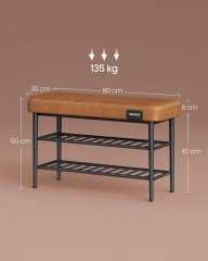 Úložná lavice z umělé kůže 30 x 80 x 50 cm | karamelová č.2