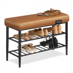 Úložná lavice z umělé kůže 30 x 80 x 50 cm | karamelová č.3