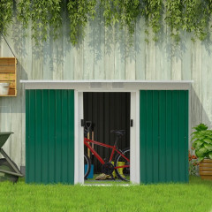 Zahradní domek se základnou a pultovou střechou 280 x 130 x 172 cm | tmavě zelený č.1