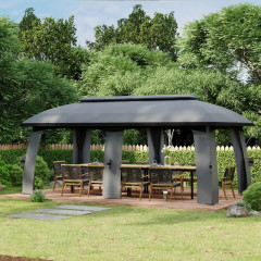 Luxusní zahradní altán s moskytiérou 3 x 6 x 3 m | tmavě šedý