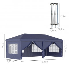 Luxusní zahradní párty stan 3 x 6 m s bočnicemi | modrý č.3