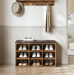 Botník s lavicí 30.3 x 78.5 x 48 cm | Rustikální hnědá, černá