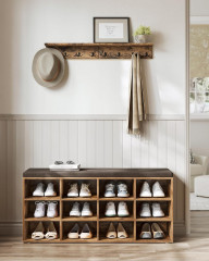 Lavice na boty s polštářem 30.3 x 104 x 48 cm | Rustikální hnědá, černá