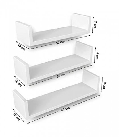 Nástěnná police 3-dílný set | bílá č.3