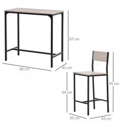Barový stůl se stoličkami | šedá + černá č.2