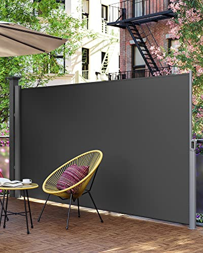 Venkovní boční markýza Songmics na zastínění terasy 180 x 400 cm | tmavě šedá