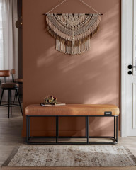 Lavice z umělé kůže 40 x 120 x 45 cm | karamelově hnědá