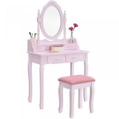 Originální vintage toaletní stůl se zrcadlem Mira | růžový č.2